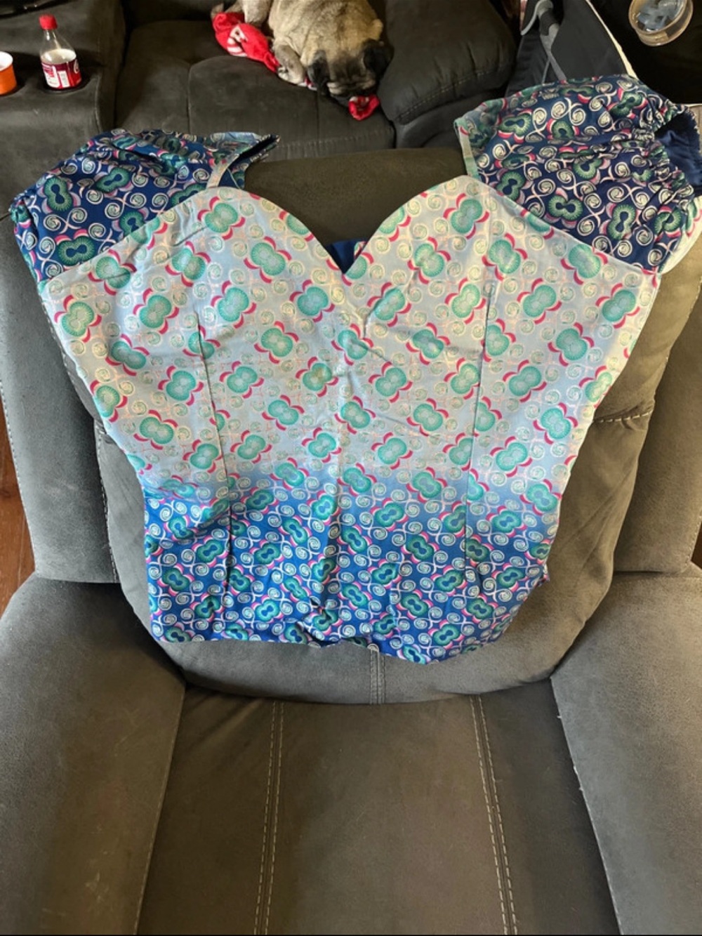 Women’s Strapless Sweetheart Bustier Top in Aqua and Blue